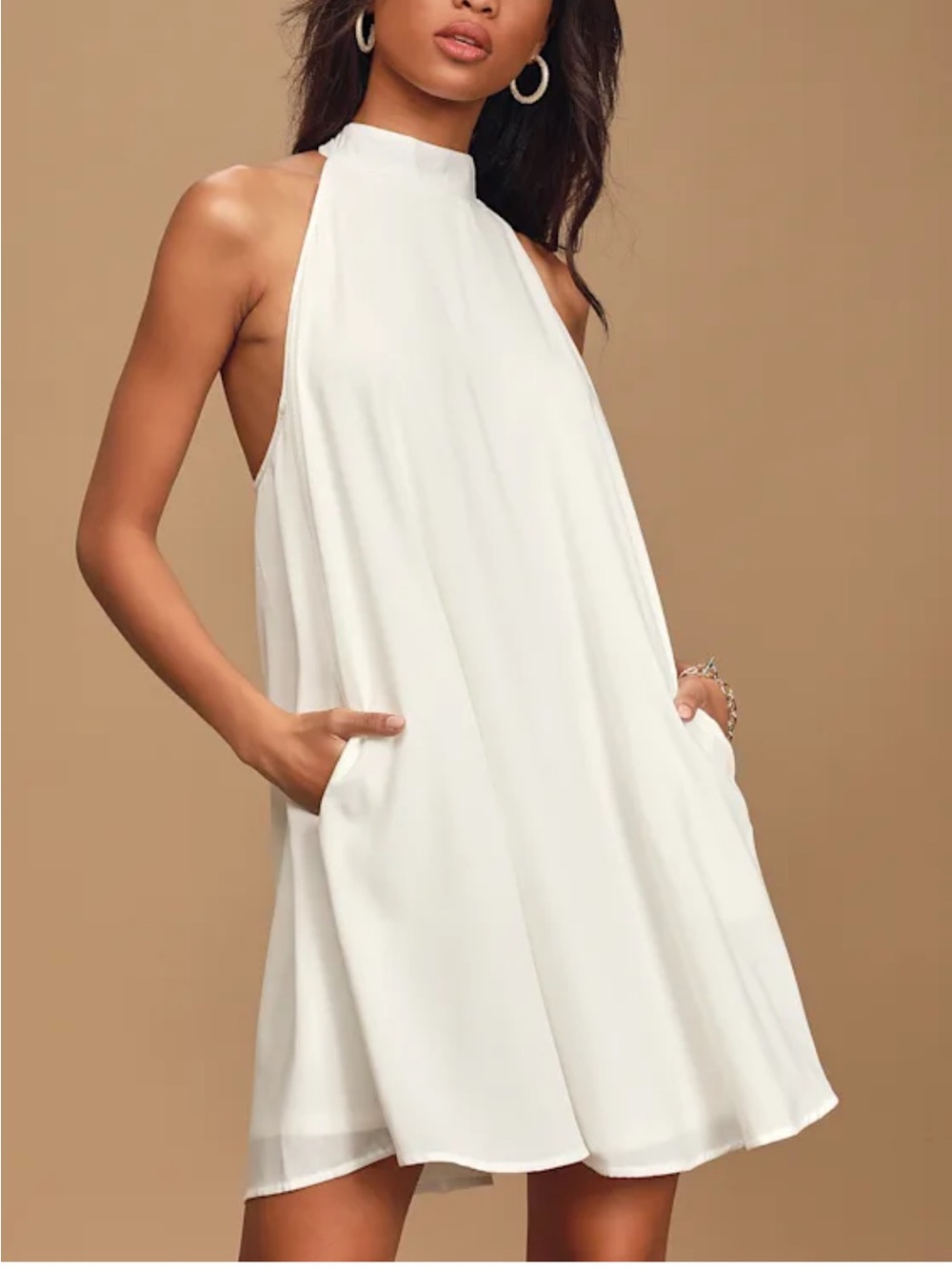 Lulu's White Halter A-Line Mini Dress